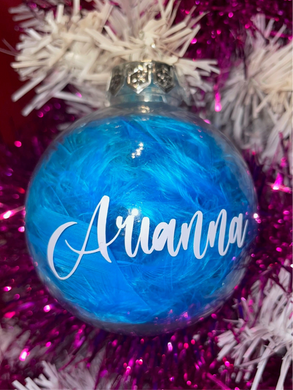 Pallina di Natale con Piume Colorate