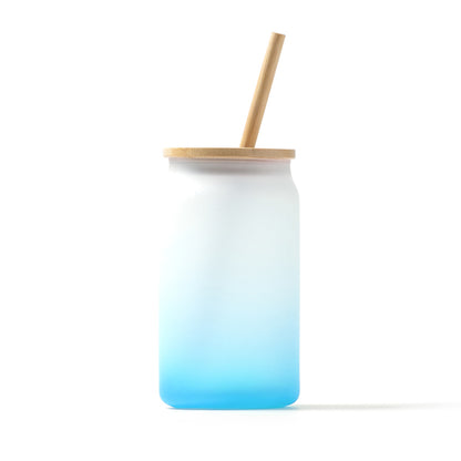 Bicchiere Personalizzato in Vetro Effetto Ghiaccio con Cannuccia