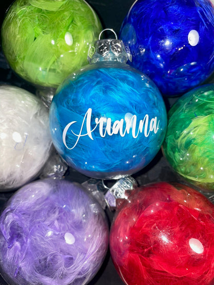 Pallina di Natale con Piume Colorate