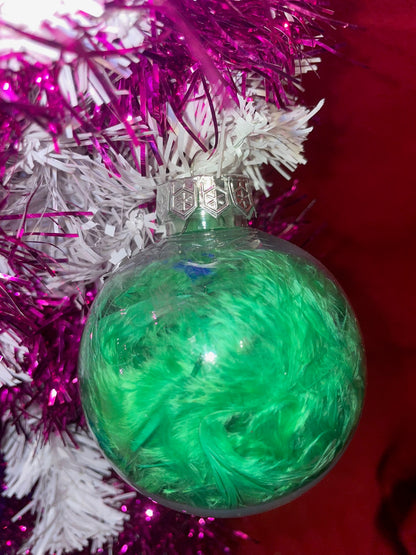 Pallina di Natale con Piume Colorate